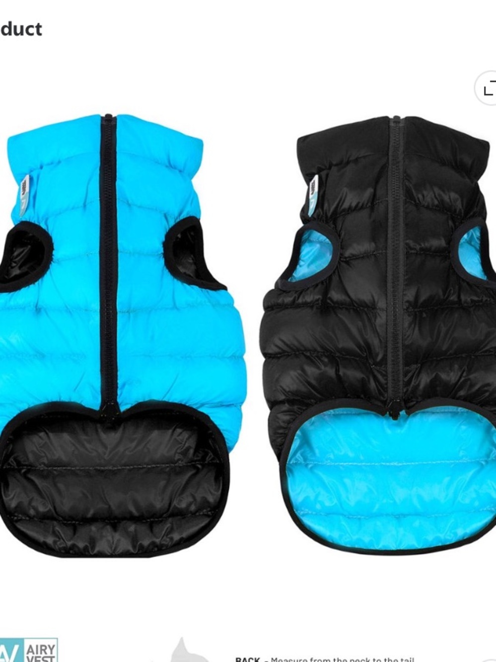 Aqua Blue Black Puffer Dog (or Cat) Coat - reversible NWT - size XXS